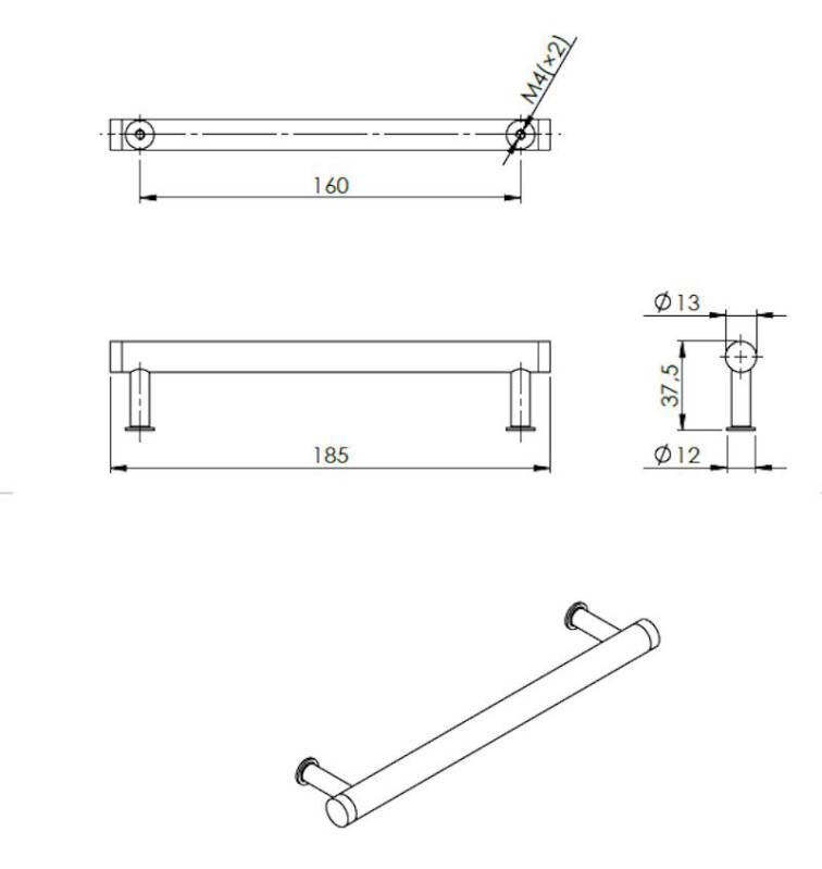 Úchytka Mewo 160 ořech zlatá matná